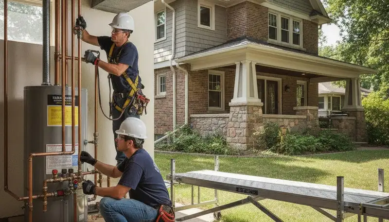 Emergency plumber repairing a leak in Aurora, CO for a plumbing-repair service