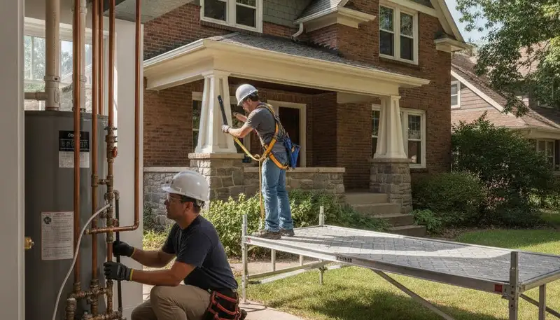 Emergency plumber repairing a pipe leak for a home in Aurora, CO