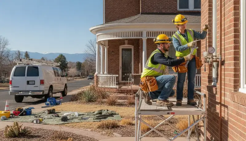 Emergency plumber repairing a plumbing leak in Aurora, CO for fast home service