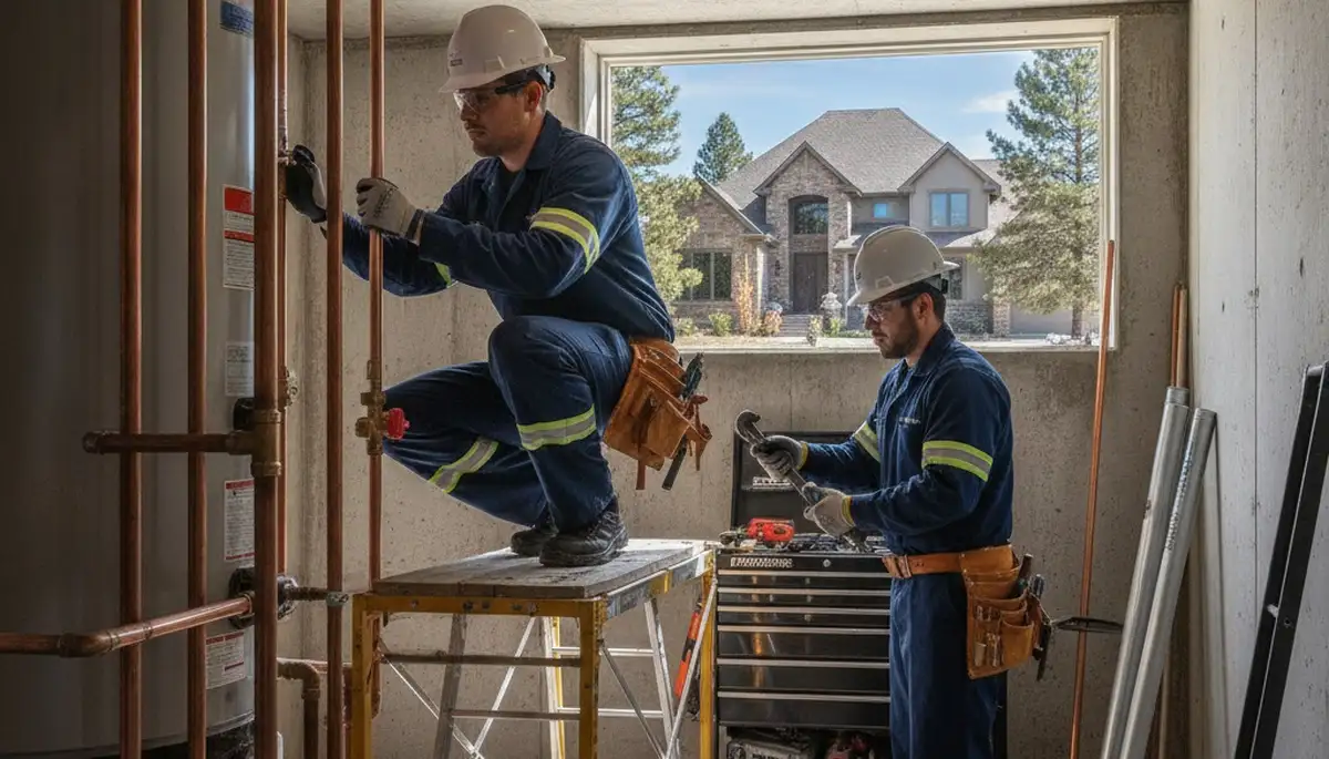 Emergency plumber repairing a pipe in Aurora, CO for residential plumbing service