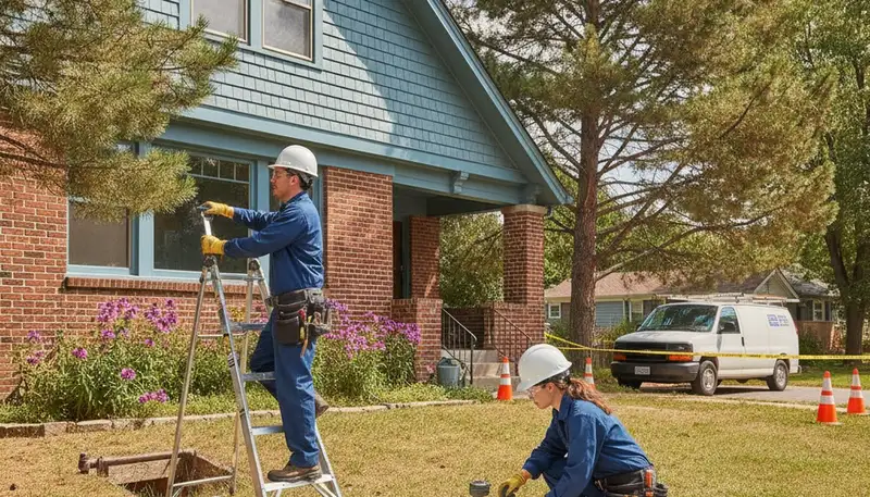 Aurora, CO plumbing repair technician fixing a residential emergency leak