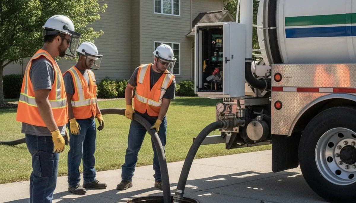 Septic pumping service truck for Aurora, CO homes by On Call Plumbers