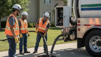 Septic pumping service truck for Aurora, CO homes by On Call Plumbers