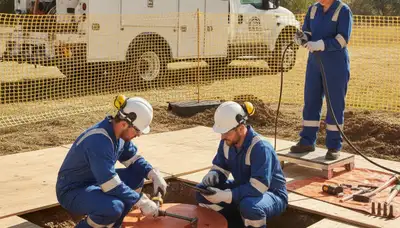 Aurora, CO septic repair truck for emergency plumbing service on a residential jobsite