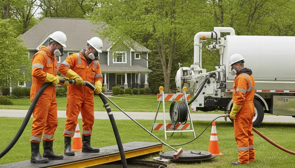 Aurora, CO plumber cleaning a septic tank for residential emergency plumbing service