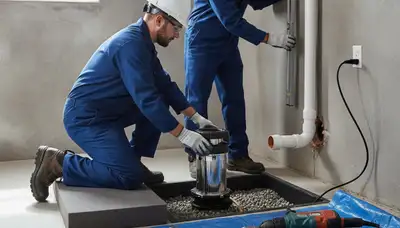 Aurora, CO plumber installing a sump pump to protect a home from water damage