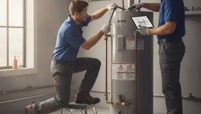 Emergency plumber repairing water heater in Aurora, CO home
